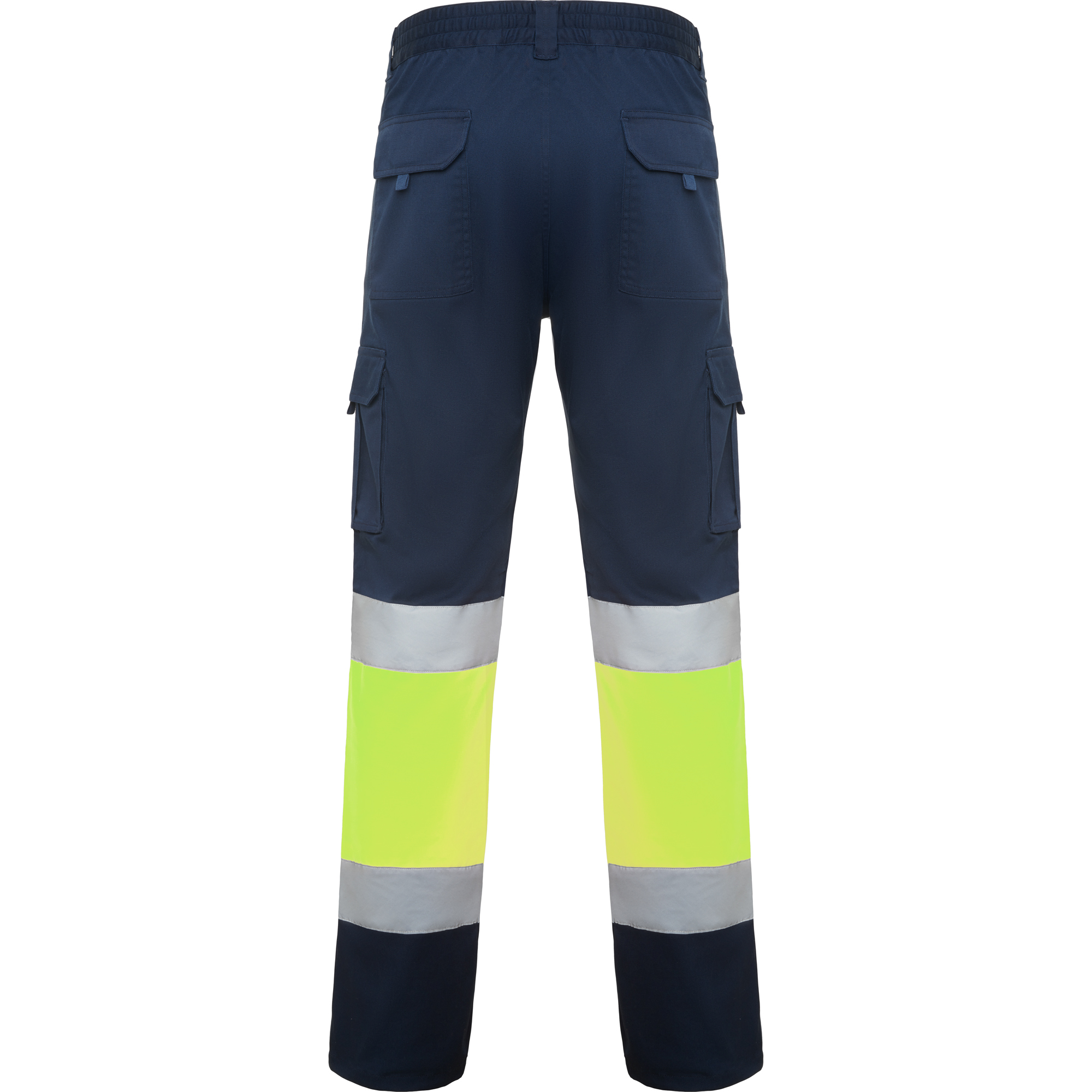 DAILY STRETCH HV14 Spodnie robocze Daily Stretch granatowo-żółte fluo widok z tyłu