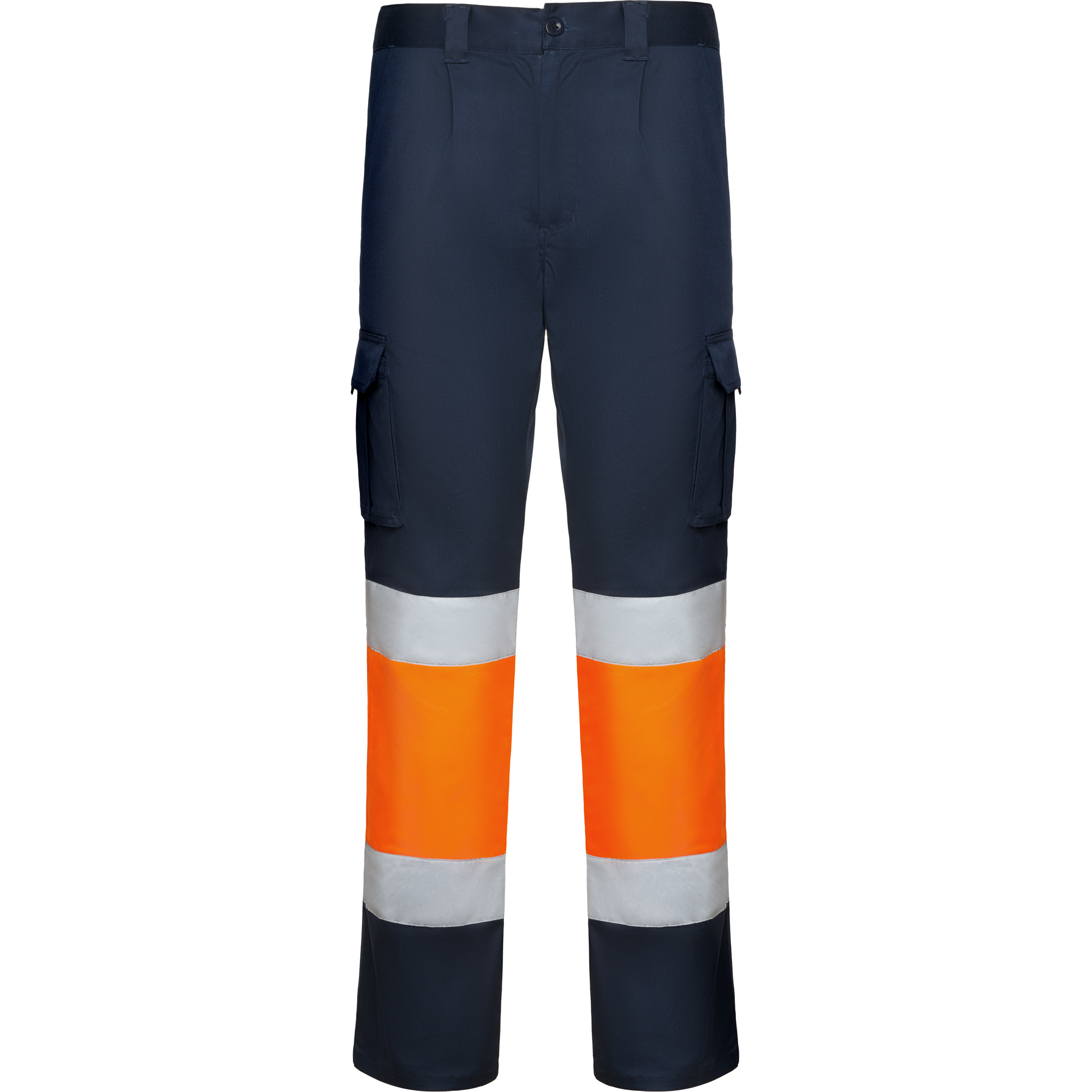 DAILY STRETCH HV16 Spodnie robocze Daily Stretch granatowo-pomarańczowe fluo widok z przodu