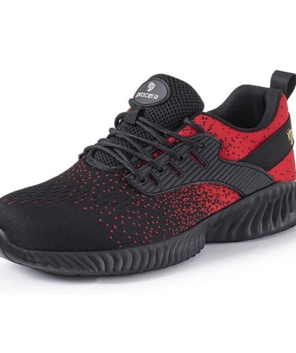 Półbuty bezpieczne TEXO-FLY S1 czerwone, profil boczny z przodu.