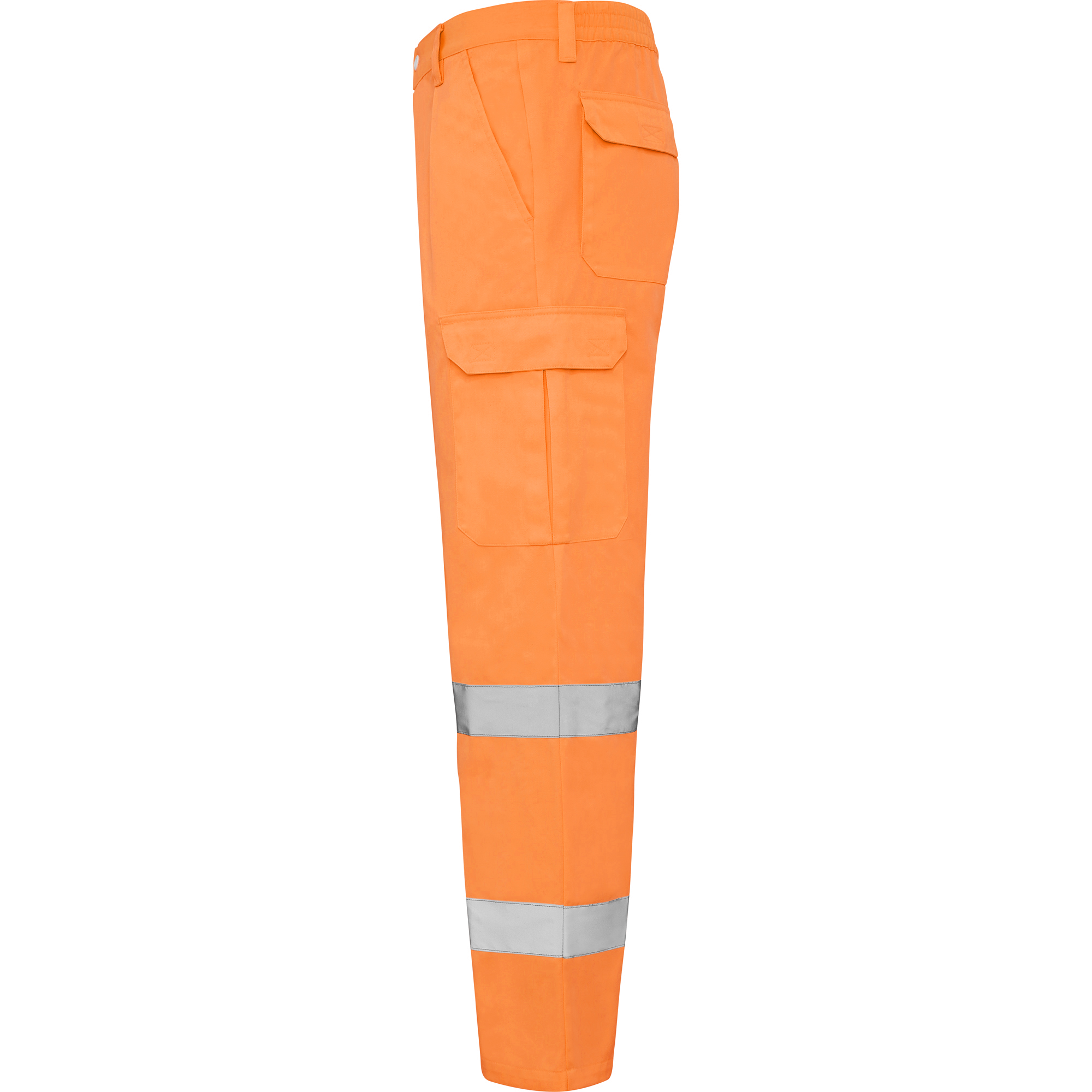 alfa11 Spodnie robocze Alfa pomarańczowe fluo widok z boku