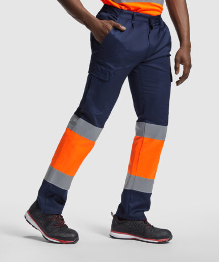 Spodnie robocze NAOS – widok z boku, dwukolorowe spodnie robocze z kieszeniami cargo